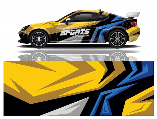 Sportwagen aufkleber wrap design vektor