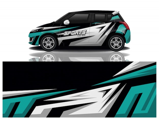 Sportwagen aufkleber wrap design vektor