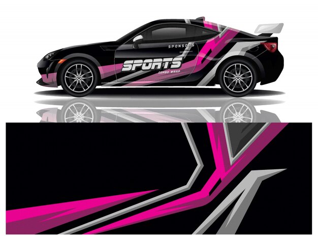 Sportwagen aufkleber wrap design vektor