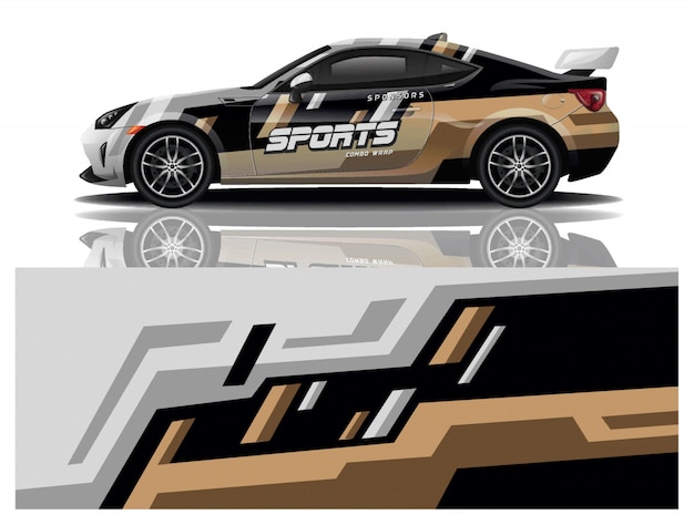 Sportwagen aufkleber wrap design vektor