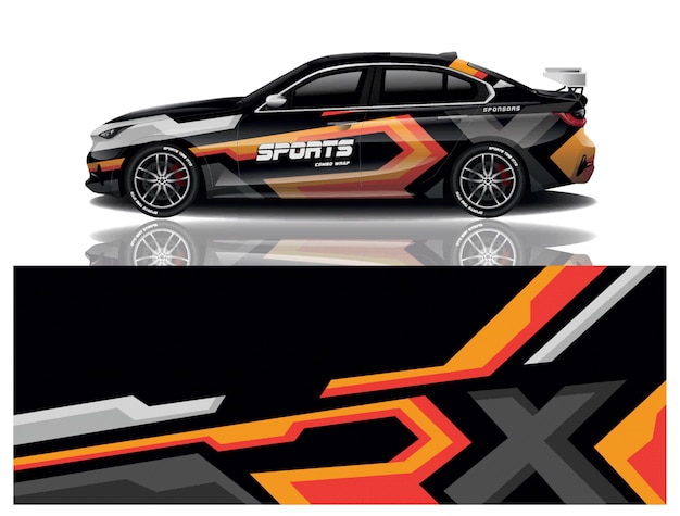 Sportwagen aufkleber wrap design vektor