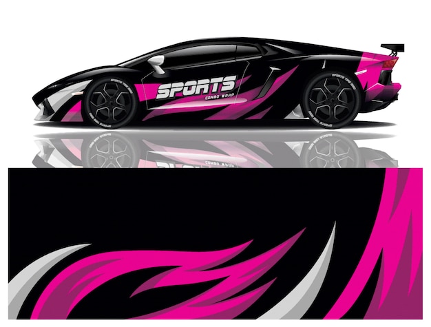 Sportwagen aufkleber wrap design vektor