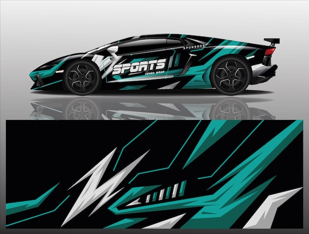 Sportwagen aufkleber wrap design vektor