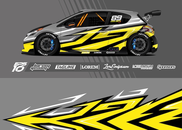 Sportwagen Aufkleber Wrap Illustration