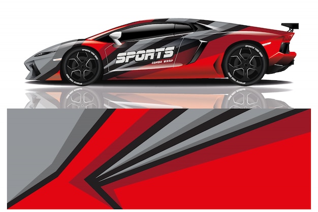 Sportwagen aufkleber wrap illustration