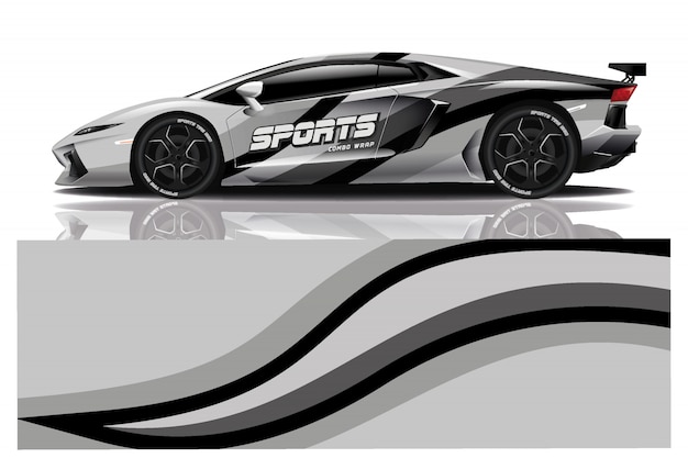 Sportwagen Aufkleber Wrap Illustration