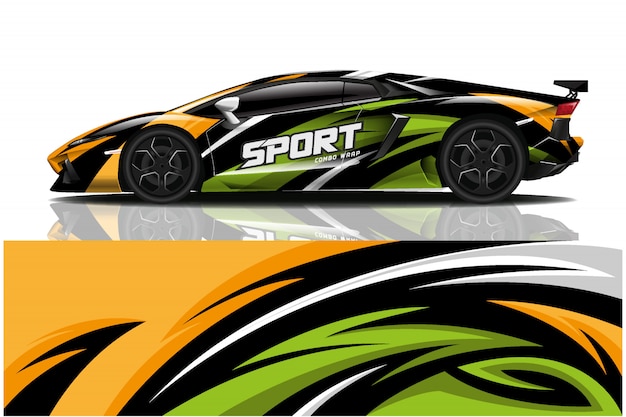 Sportwagen Aufkleber Wrap Illustration