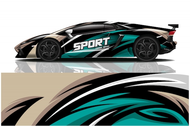 Sportwagen Aufkleber Wrap Illustration