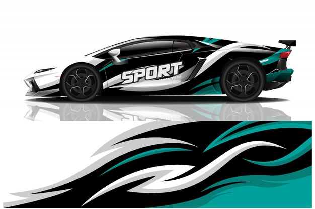 Sportwagen aufkleber wrap illustration