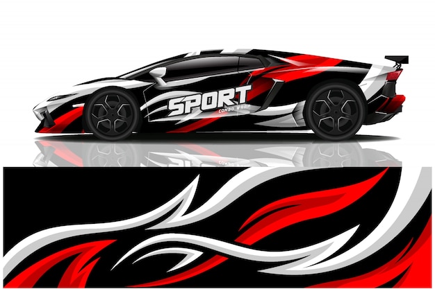 Sportwagen aufkleber wrap illustration