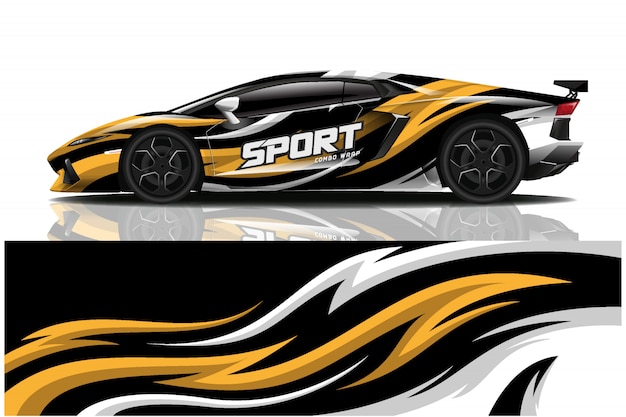 Sportwagen aufkleber wrap illustration