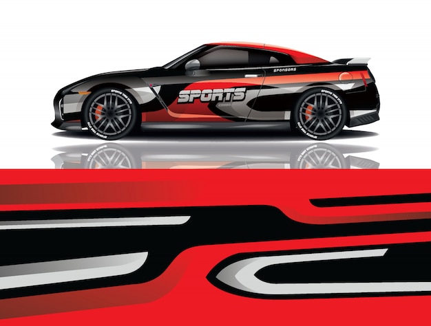 Sportwagen aufkleber wrap illustration