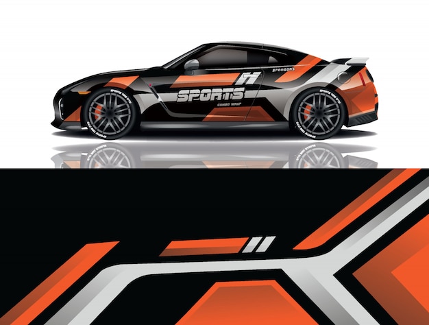 Sportwagen aufkleber wrap illustration