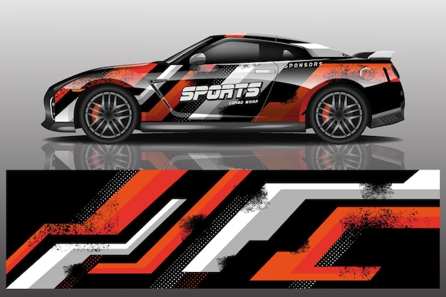 Sportwagen aufkleber wrap illustration