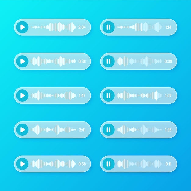 Sprach-Audio-Nachricht transparente Sprachblasen SMS-Textrahmen soziale Medien Chat oder Messaging-App