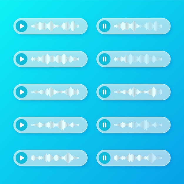 Sprach-Audio-Nachricht transparente Sprachblasen SMS-Textrahmen soziale Medien Chat oder Messaging-App