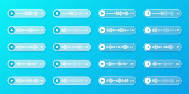 Sprach-Audio-Nachricht transparente Sprachblasen SMS-Textrahmen soziale Medien Chat oder Messaging-App