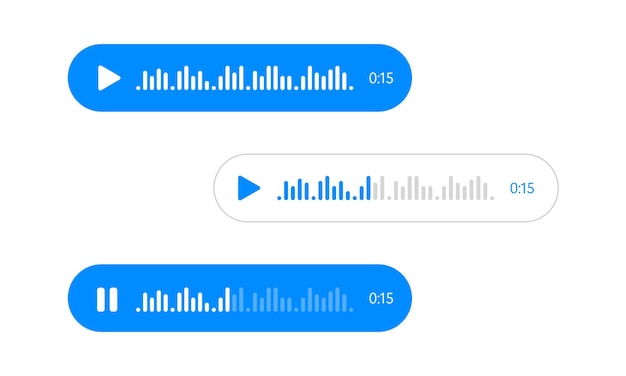 Sprachnachricht-Blase Audio-Chat oder Messenger-Schnittstellenvektor UI UX Sprachnachricht-Blasen-Chat-Audioaufnahme-Wiedergabeaufzeichnungen für Handy-Messenger