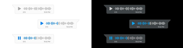 Vektor sprachnachricht-blase audio-chat ui ux-schnittstelle vektor messenger-sprachaufzeichnung sprachnachricht-audioaufzeichnung oder messenger-chat-sprachnachrichtenblasen für mobiltelefone