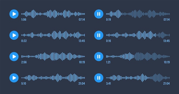 Sprachnachricht, soziale Medien, Chat, Konversation, Messaging-App, Musik-Player, Audio- oder Video-Editor