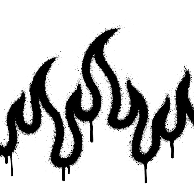 Spray Painted Graffiti Feuer Flamme Symbol Gesprüht isoliert mit einem weißen Hintergrund Graffiti Feuer Flamme Symbol mit über Spray in schwarz vorbei