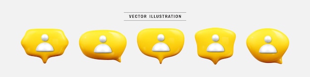 Sprechblase mit menschlichem Profil 3D-Icon-Set realistische Vektorillustration im Cartoon-Minimalstil