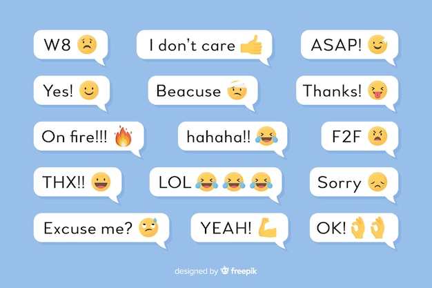 Sprechblasen mit Nachrichten und Emojis