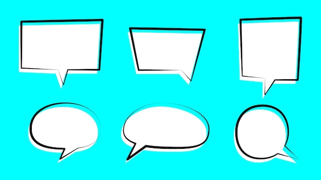 Sprechblasen-set. leeres weißes cartoon-chat-feld isoliert auf blauem hintergrund