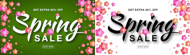 Spring sale banner. frühlingsgeschäft. 50% rabatt.