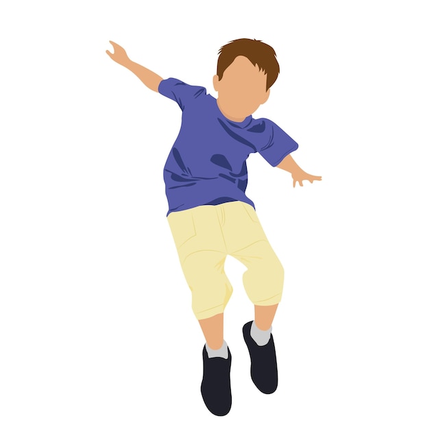 Springender kleiner junge glückliche sportzeit vektor-cartoon-silhouette eines kindes