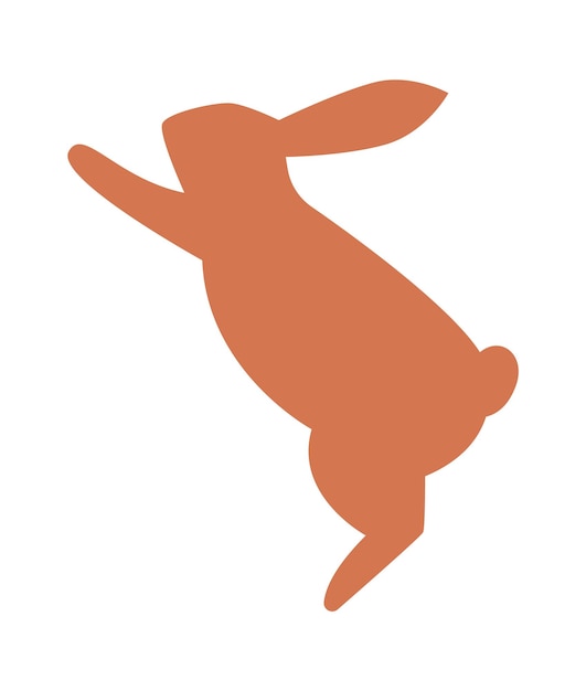 Springendes kaninchen abstraktes silhouettendesign, flache ikone