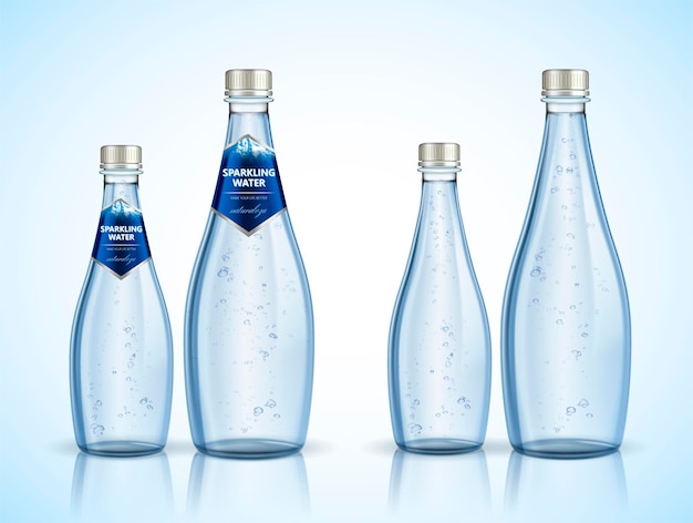 Sprudelndes wasser-verpackungsdesign mit blasen in der 3d-illustration, naturaleza ist spanisches wort bedeutet natur