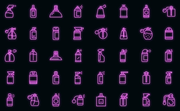 Sprühflasche Icons Set Vektor Neon