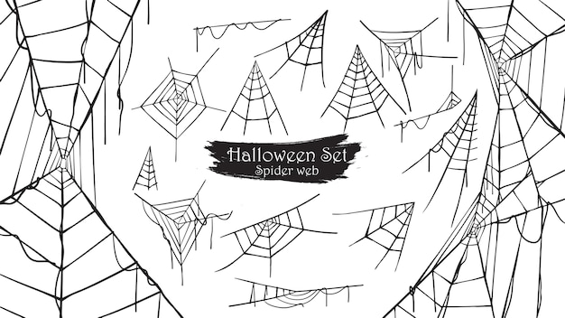 Vektor spuk spinnennetz silhouette sammlung von halloween