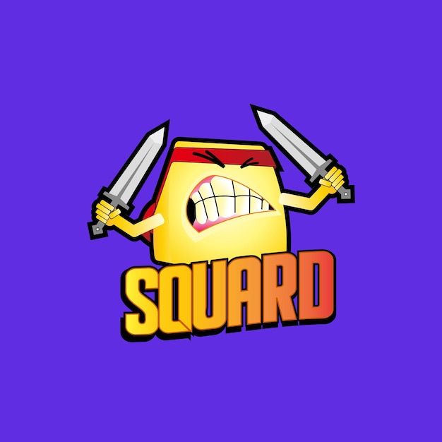 Squad-logo-gamer mit schwertillustration