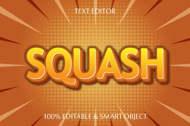 Squash editierbarer Texteffekt 3-dimensionaler Präge-Cartoon-Stil