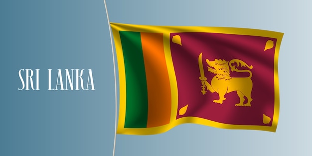 Sri Lanka wehende Flagge. Kultiges nationales lankisches Symbol