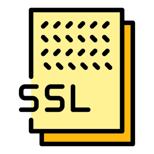 SSL-Dokumentsymbol. Umriss des SSL-Dokumentvektorsymbols in Farbe, flach isoliert