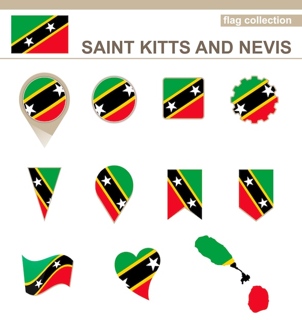 St. kitts und nevis flag collection, 12 versionen