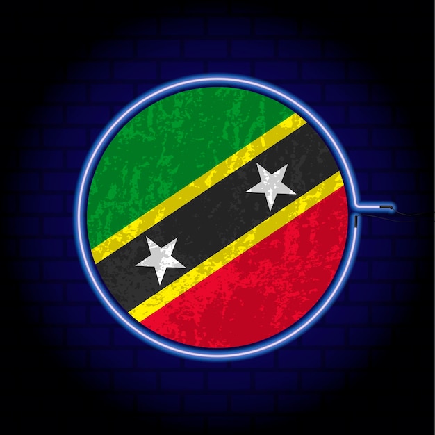 Vektor st. kitts und nevis neon-grunge-flagge an der wand backgrond vektorillustration