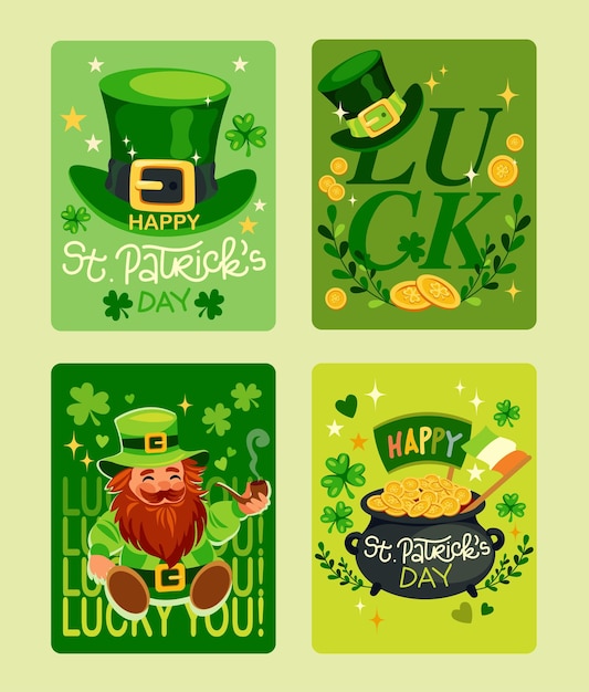 St. patrick's day-ferienkarten-satz-vektor