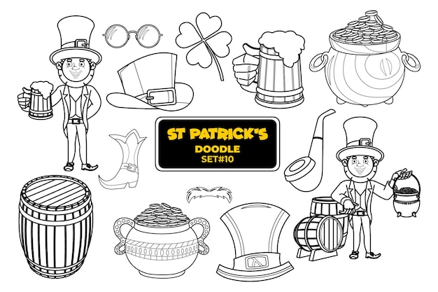 St. patrick's day handgezeichnetes doodle-illustrationsset