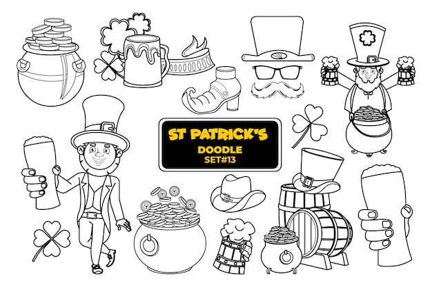 St. patrick's day handgezeichnetes doodle-illustrationsset