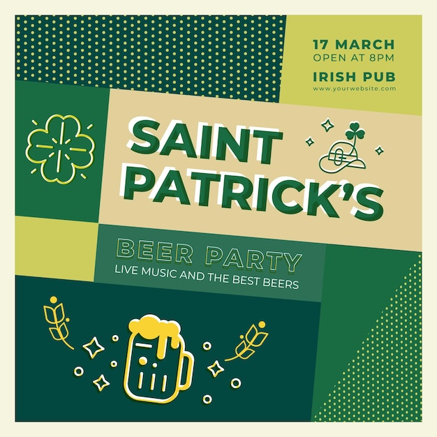 St. patrick's day quadratische flyer vorlage