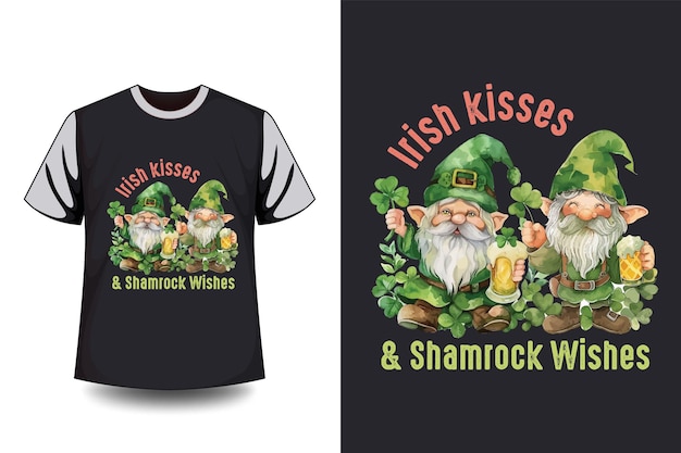 Vektor st. patrick's day sublimation t-shirt-design irische küsse und schamrock-wünsche