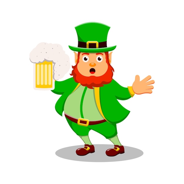 St. patrick's day zeichentrickfigur kobold mit bier