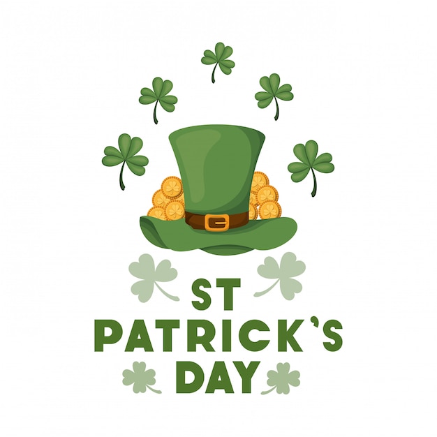 St Patrick `s Tagesaufkleber mit Koboldhutikonen