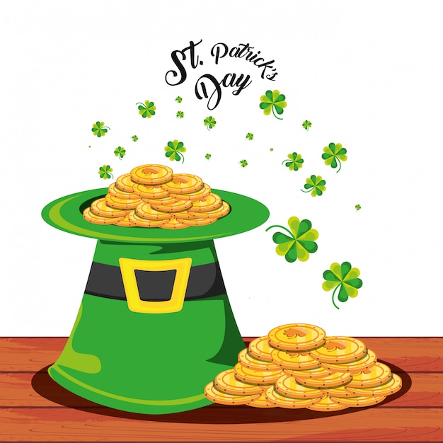 St Patrick Tag mit Zylinder und Münzen