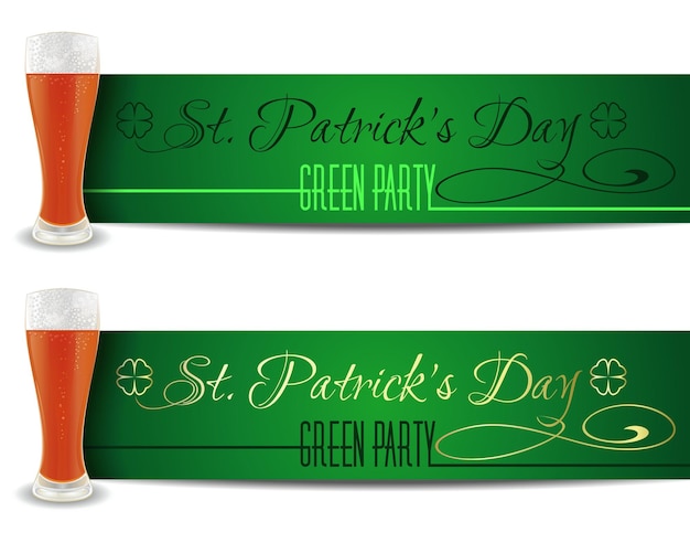St. patricks day-banner-sammlung mit einem glas bier banner-set mit bier für den st. patricks day happy st. patricks day vector illustration