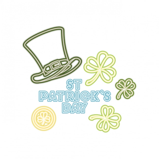 St. patricks day label mit klee und elf hut icons